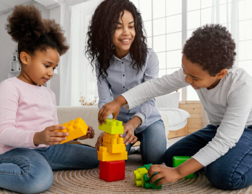 smiley-mother-playing-home-with-her-children